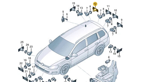 NEW VOLKSWAGEN GOLF MK7 5G REAR RIGHT PDC HOLDER 5G9919492 ORIGINAL