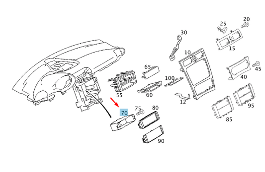 new mercedes-benz c w203 radio unit bracket a2038202914 original