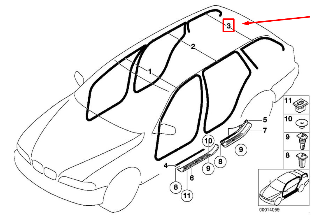 new bmw 5 e39 edge protection right anthrazit 8190632 51728190632 original
