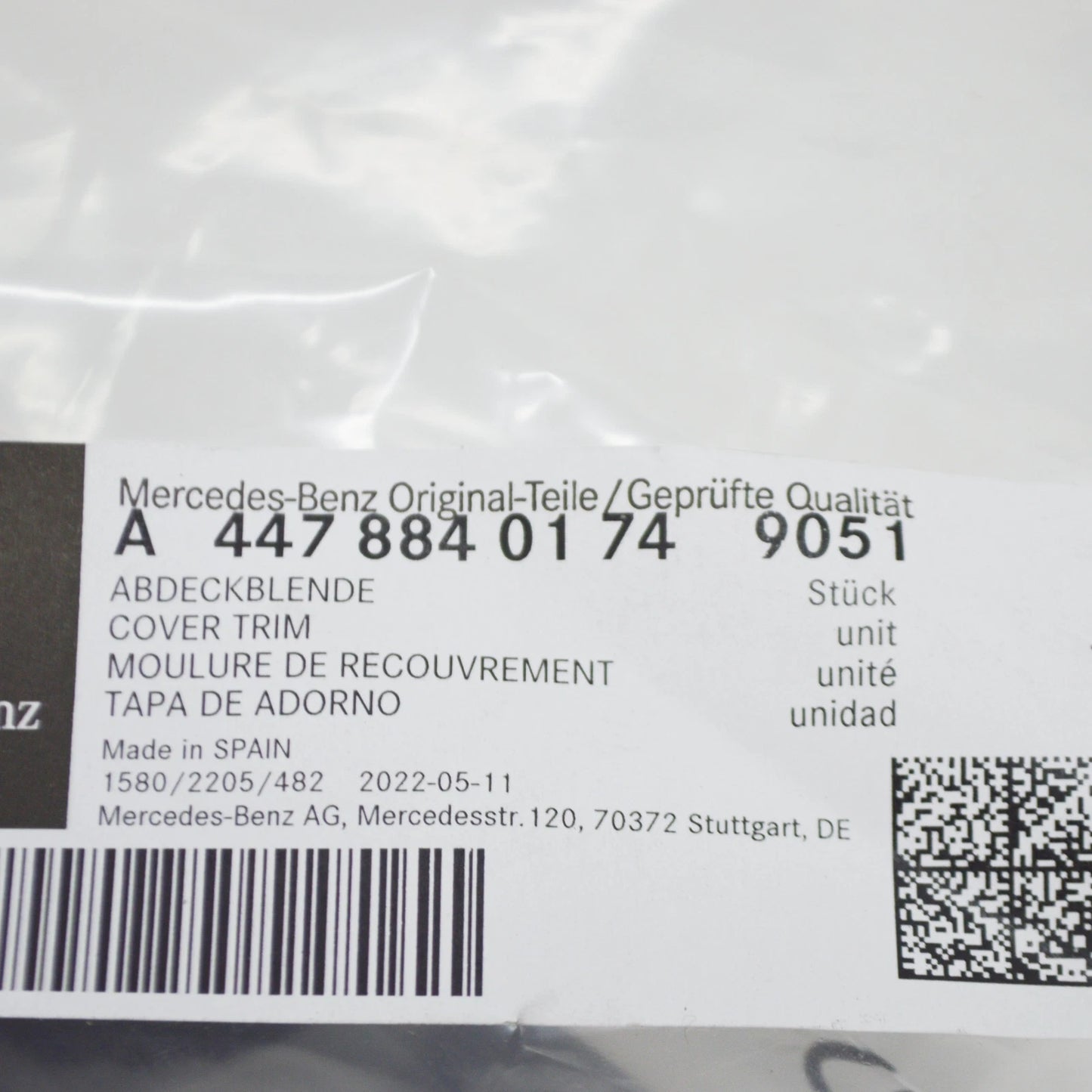 NEW MB VITO W447 FRONT BUMPER RIGHT COVER TRIM A44788401749051