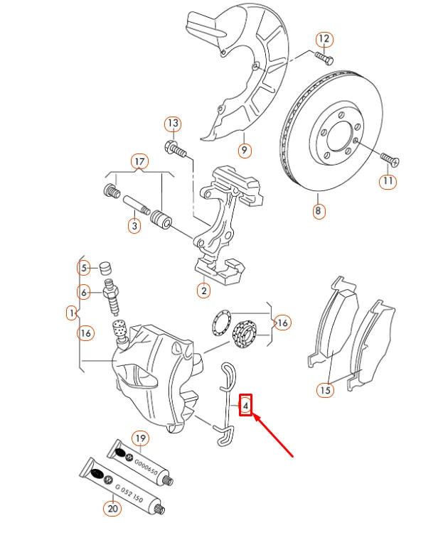 NEW AUDI A1 8X FRONT BRAKE CALIPER RETAINING SPRING 1K0615269 ORIGINAL
