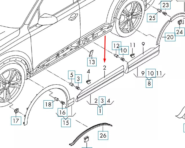 NEW AUDI Q7 4M FRONT RIGHT DOOR MOLDING TRIM 4M0853960MGRU ORIGINAL