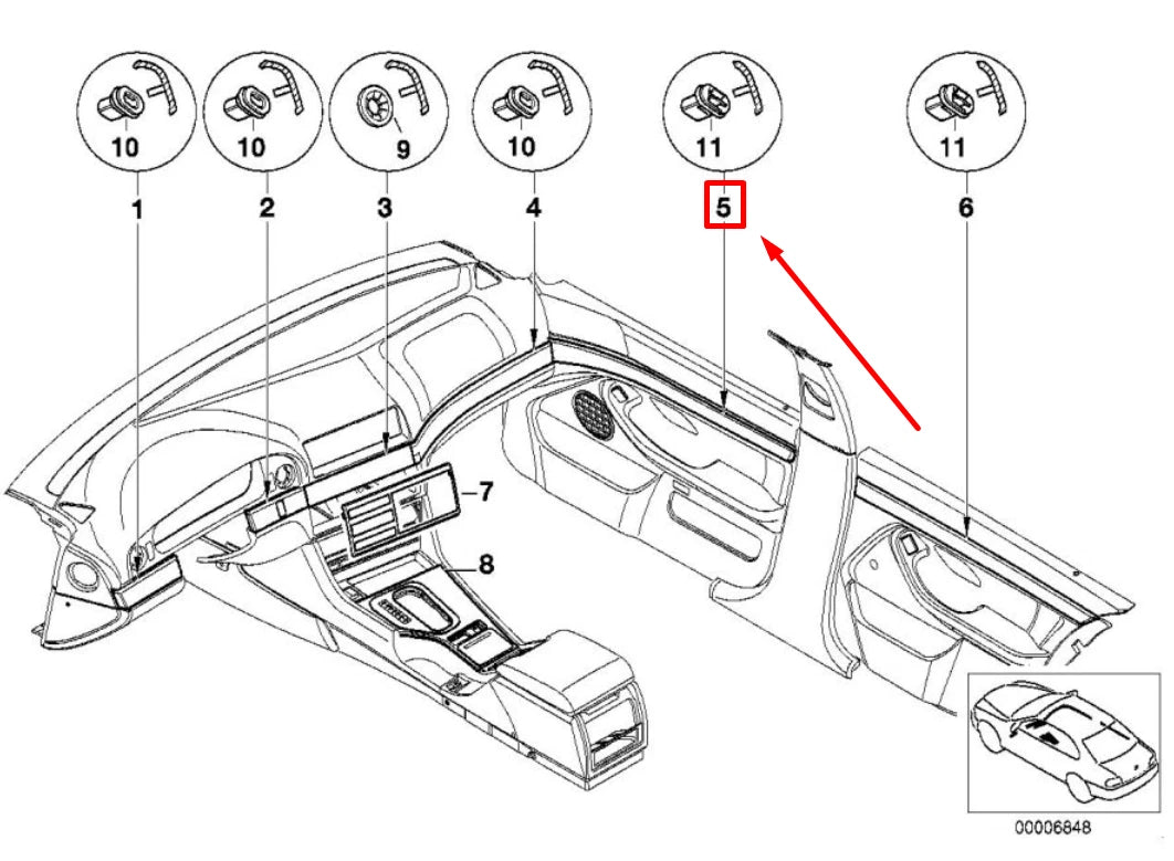 NEW BMW 5 E39 FRONT RIGHT DOOR DECORATIVE STRIP 2695578 51412695578 ORIGINAL