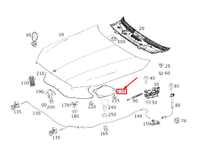 NEW MERCEDES-BENZ S W222 ENGINE HOOD RIGHT DAMPING A2226820226 ORIGINAL