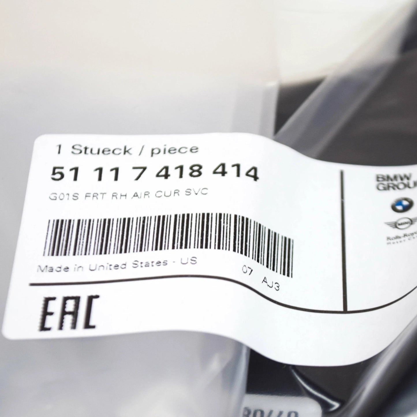 NEW BMW X3 G01 FRONT RIGHT BRAKE AIR CURTAIN 51117418414 ORIGINAL