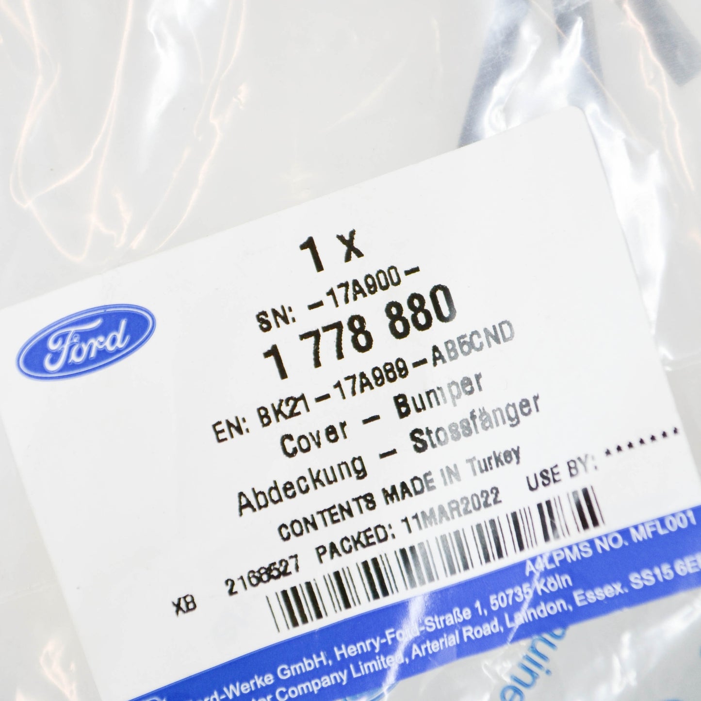 new ford tourneo custom front bumper tow eye cover 1778880 original