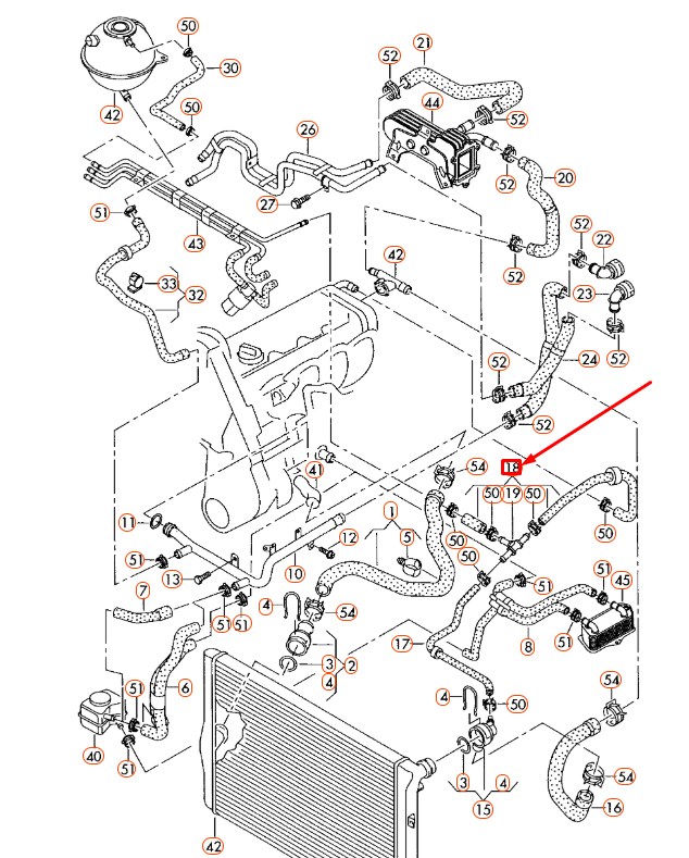 NEW AUDI A3 8P ENGINE COOLANT HOSE 1K0122447ED ORIGINAL
