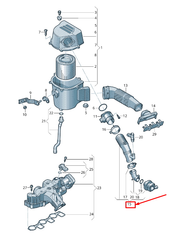 new audi a1 8x engine air hose 6r0129654d original