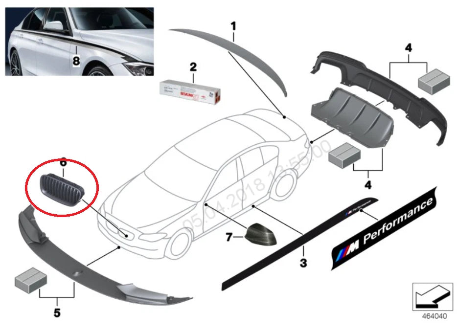 NEW BMW 5 F10 FRONT RADIATOR M GRILLE LEFT 51712165539 2165539 2015 ORIGINAL