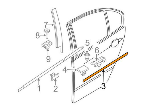 new bmw 3 e46 rear left door molding trim 51138208451 8208451 original