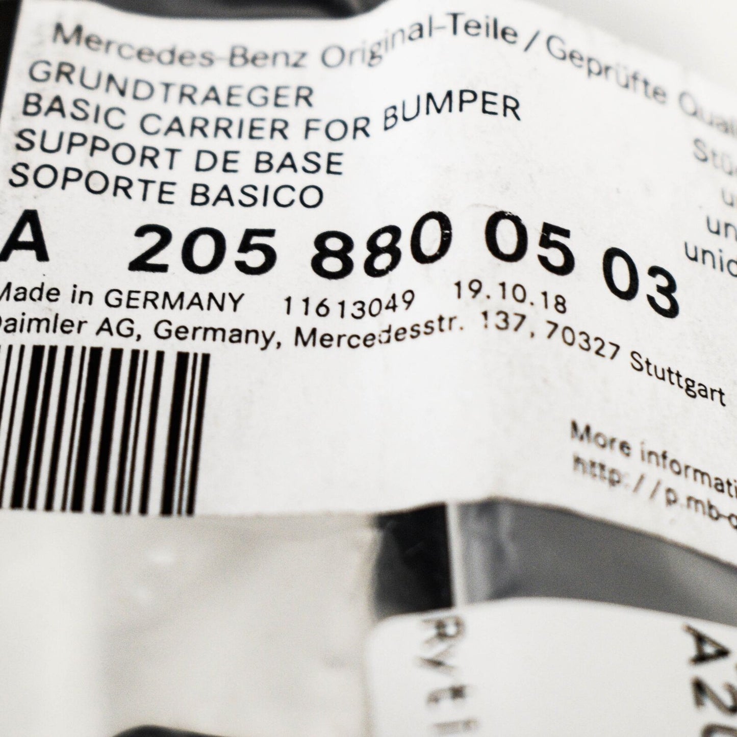 NEW MERCEDES BENZ C W205 REAR BUMPER LEFT HOLDER BRACKET A2058800503 ORIGINAL