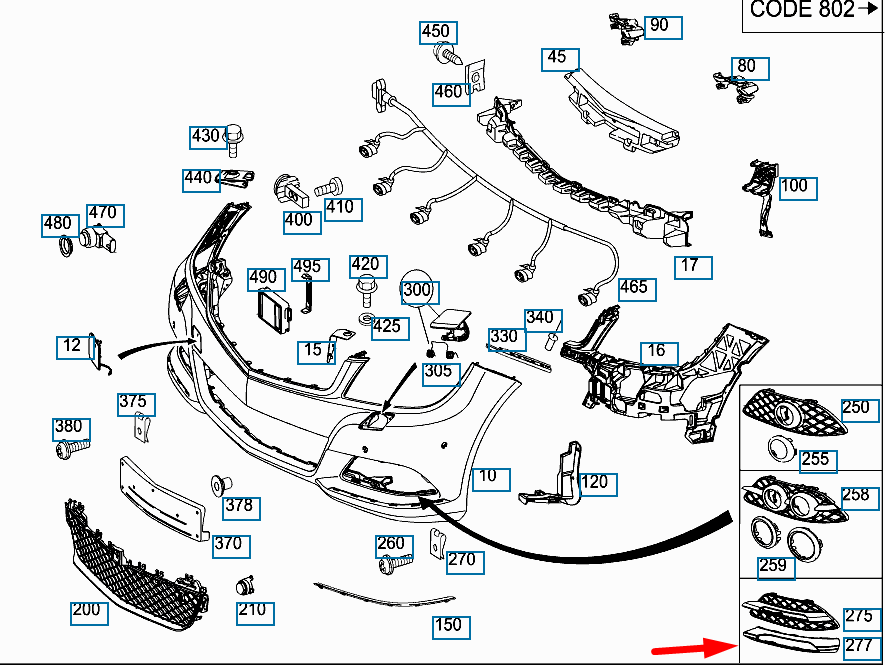 NEW MERCEDES-BENZ C-CLASS W204 FRONT RIGHT LIGHT DRL TRIM A2048853074 ORIGINAL