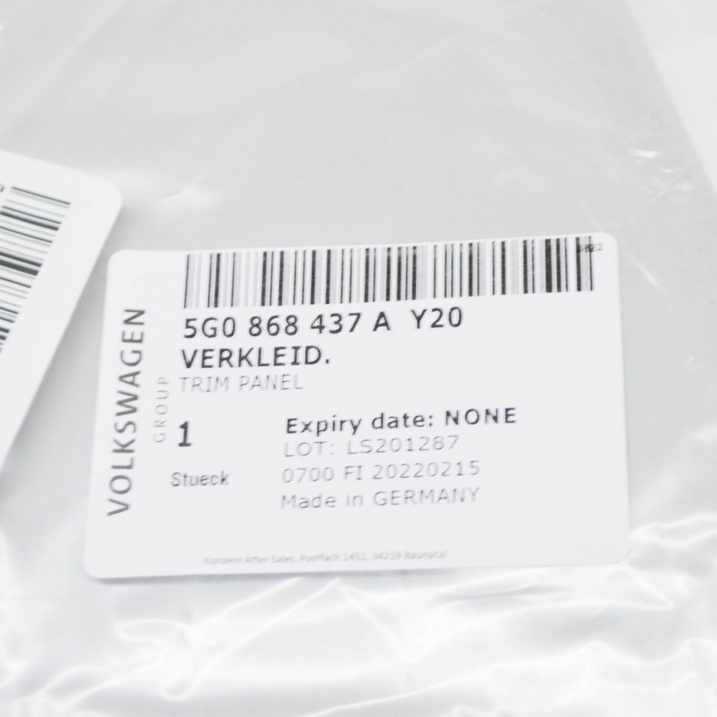 NEW VOLKSWAGEN GOLF 5G MK7 REAR VIEW MIRROR TRIM 5G0868437AY20 ORIGINAL