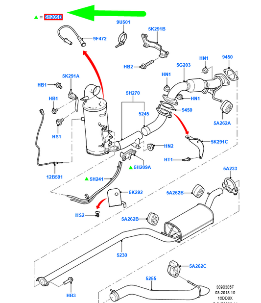 new ford focus mk2 exhaust pressure sensor 1382257 3m5a-5h209-bf original