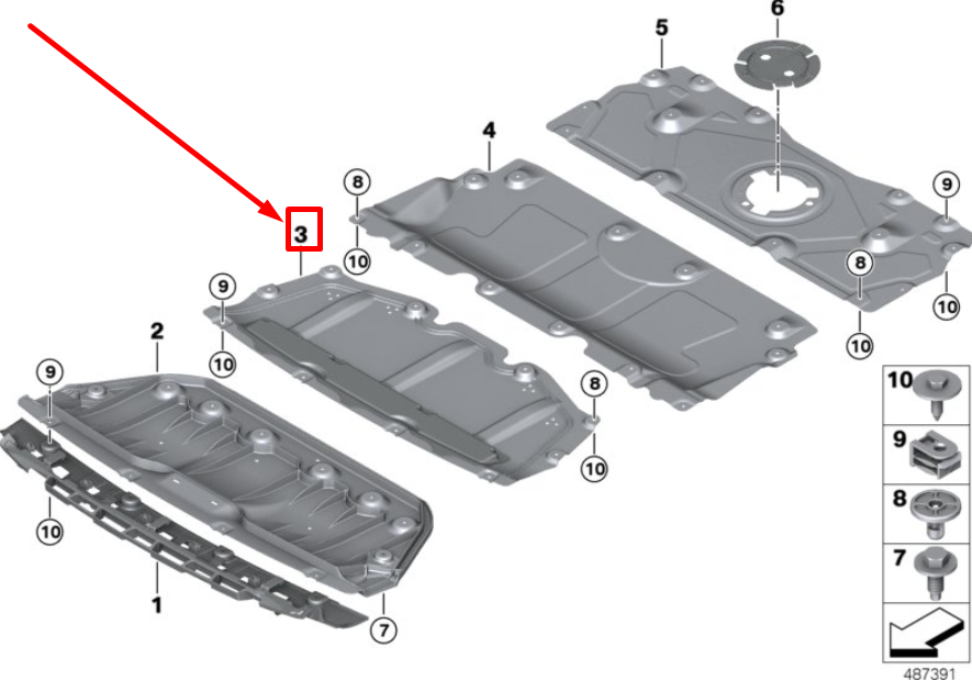 new bmw 3 g20,g28 front engine compartment shielding 7340857 51757340857