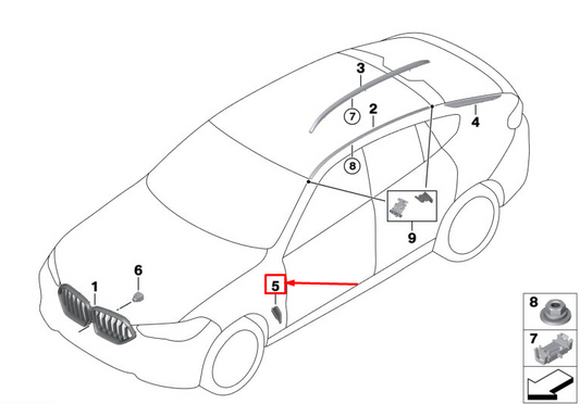 new bmw x5 g05 right sidewall air duct trim 51747471974 original