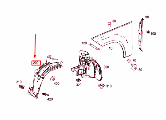 new mb glk x204 front right wheel house covering front part a2046905430 original