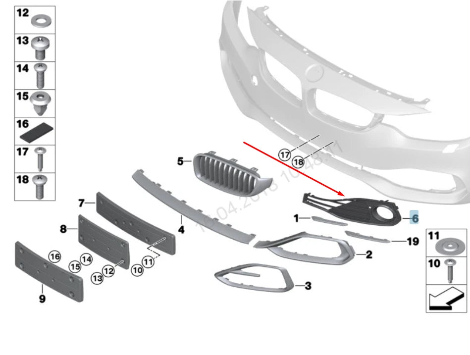 NEW BMW 4 F32 LEFT FOG LIGHT LUXURY LINE GRILLE 51117309623 7309623 2016