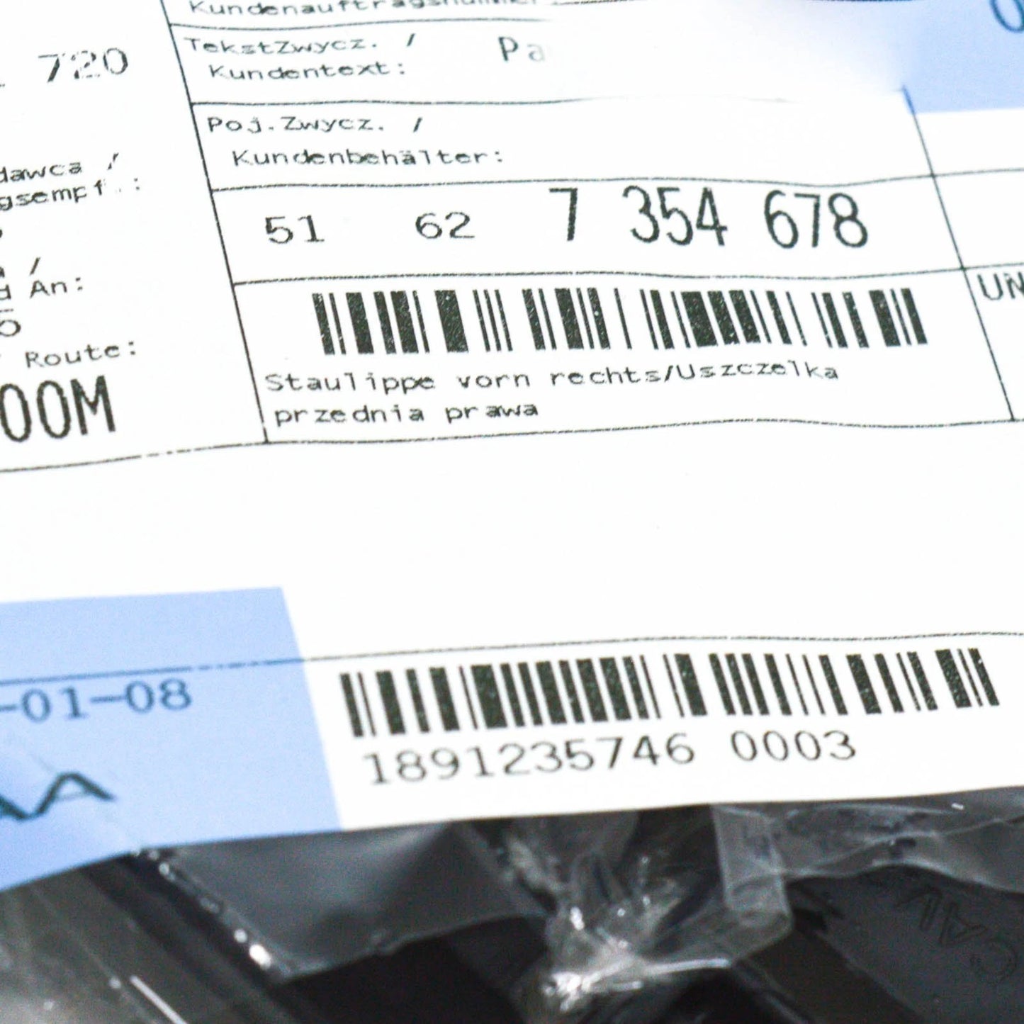 NEW BMW X4 F26 FRONT RIGHT FENDER LINER PRESSURE LIP 51627354678 7354678