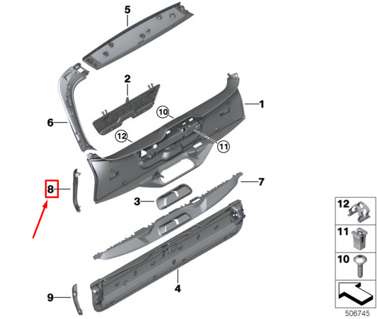 new bmw x7 g07 left tailgate trim 51497469237 original