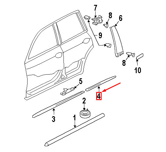 new volkswagen touareg 7l rear left sill trim strip 7l0853539b9b9 original