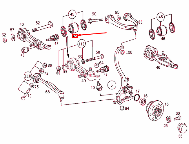 NEW MERCEDES-BENZ S W220 FRONT SPRING CONTROL ARM BEARING A2203333114 ORIGINAL