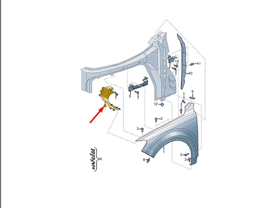 NEW AUDI Q7 4M FRONT RIGHT FENDER HOLDER BRACE 4M0821132F ORIGINAL