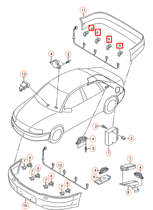 new audi a4 b7 rear parking sensor 2007 7h0919275dgru original