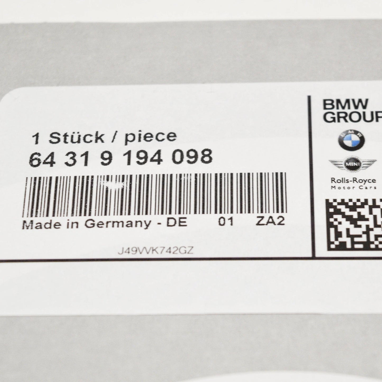 NEW BMW X5 E70 RECIRCULATION AIR FILTER 64319194098 9194098 ORIGINAL