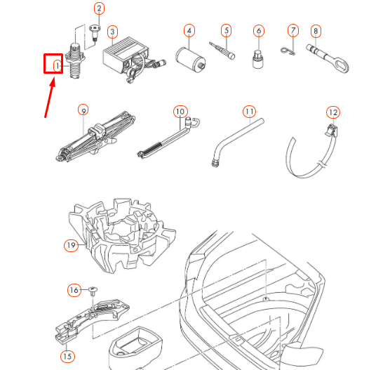 NEW VOLKSWAGEN PASSAT B8 SPARE WHEEL MOUNTING BOLT 3G0803899A ORIGINAL