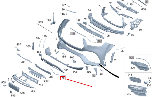 NEW MB GLE W167 FRONT BUMPER LEFT LOWER TRIM STRIP A1678857103 ORIGINAL