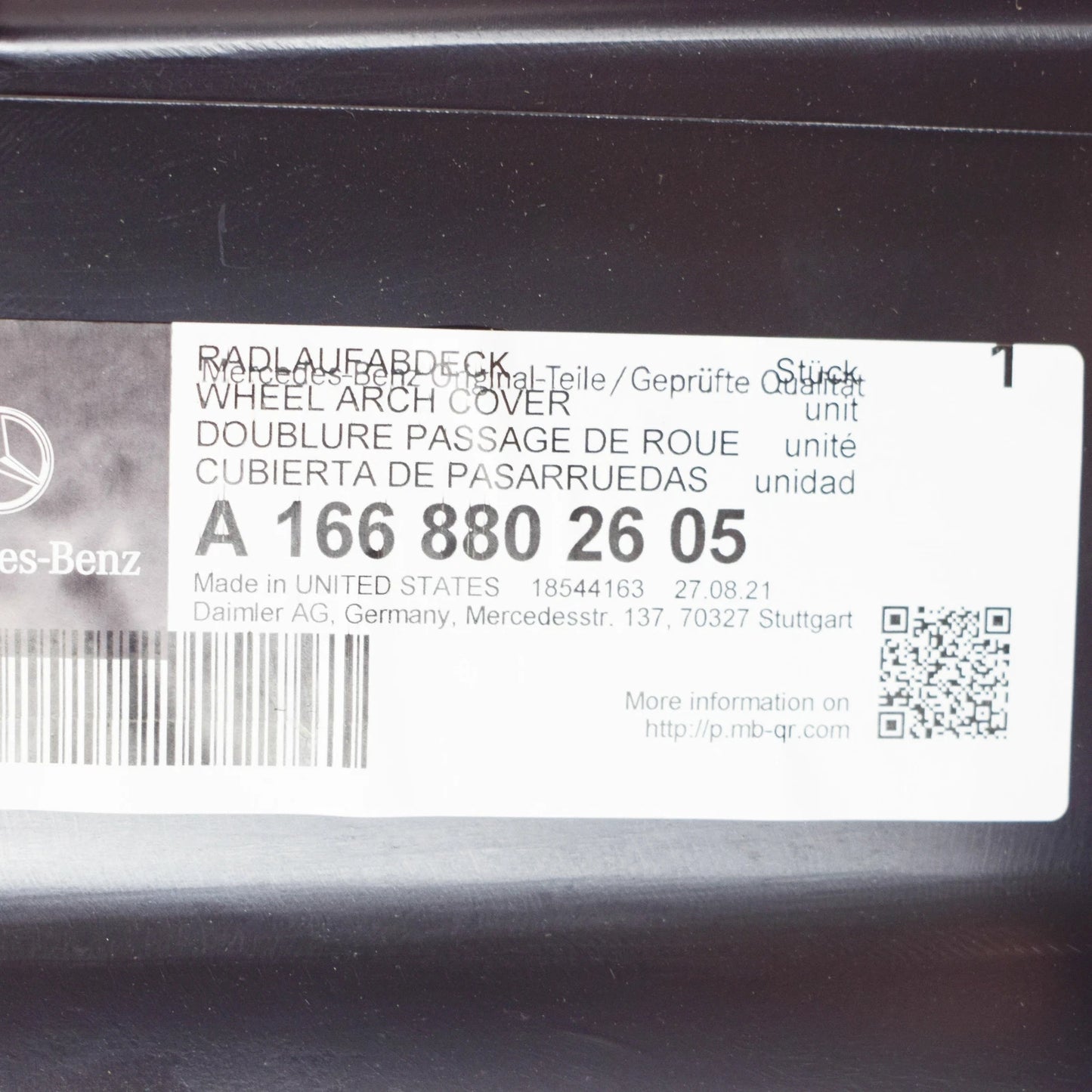 NEW MERCEDES-BENZ GL-CLASS X166 FRONT LEFT ARCH LINER FRONT PART A1668802605