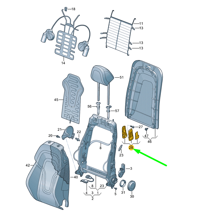 NEW AUDI TT 8J FRONT LEFT SEAT RELEASE LEVER GRIP 8J88816334PK ORIGINAL