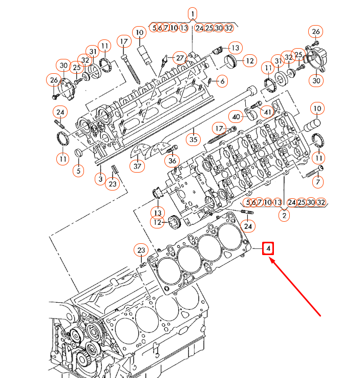 NEW AUDI A8 D3 CYLINDER HEAD GASKET - CYLINDERS 5-8 077103383BT ORIGINAL