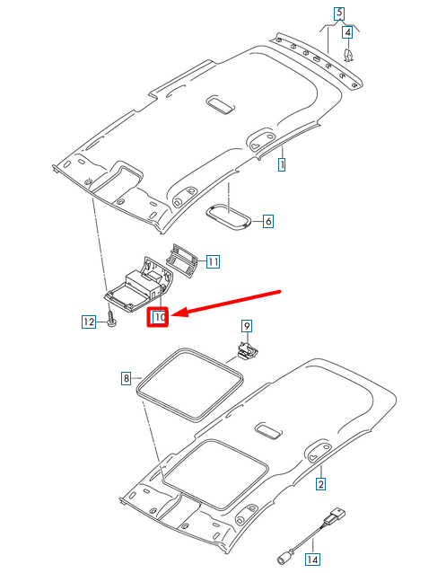 new volkswagen tiguan ad mk2 roof console tray 5g0868837ay20 original