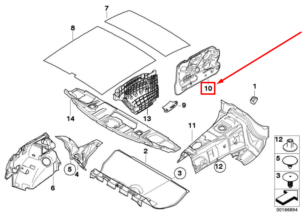 new bmw 1 cabrio e88 rear right door saund insulation 51487190336 7190336