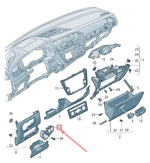NEW VW TIGUAN AD MK2 COMBI SWITCH RETAINING FRAME RHD 5NC858341B81U ORIGINAL