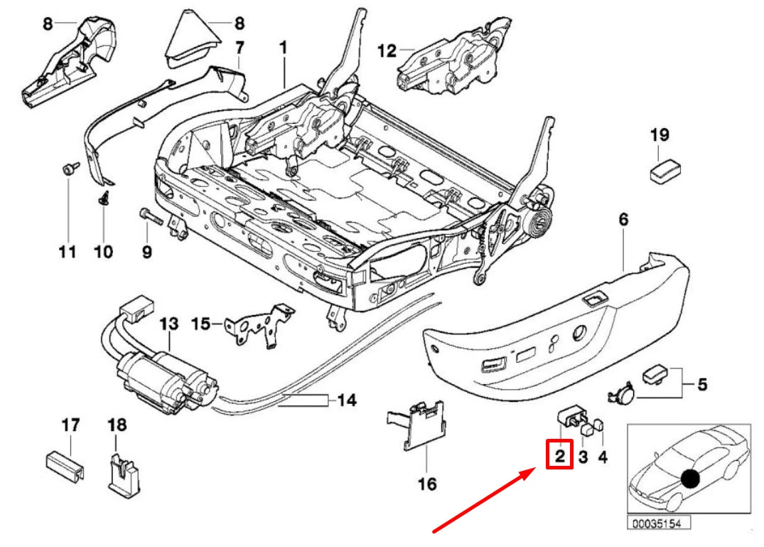 NEW BMW 7 E38 FRONT LEFT SEAT CONTROL SWITCHES 8373741 61318373741 ORIGINAL