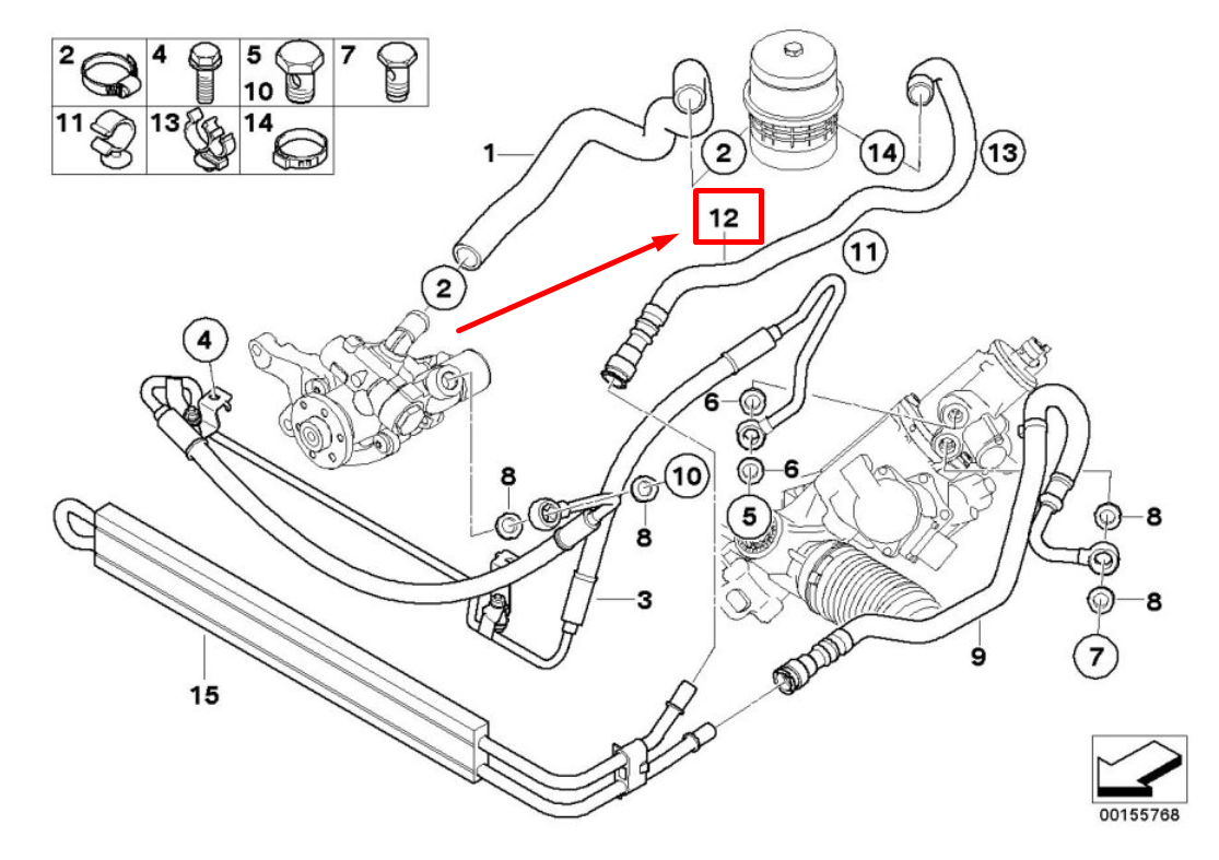 new bmw 1 coupe e82 power steering return hose 6781457 32416781457 original