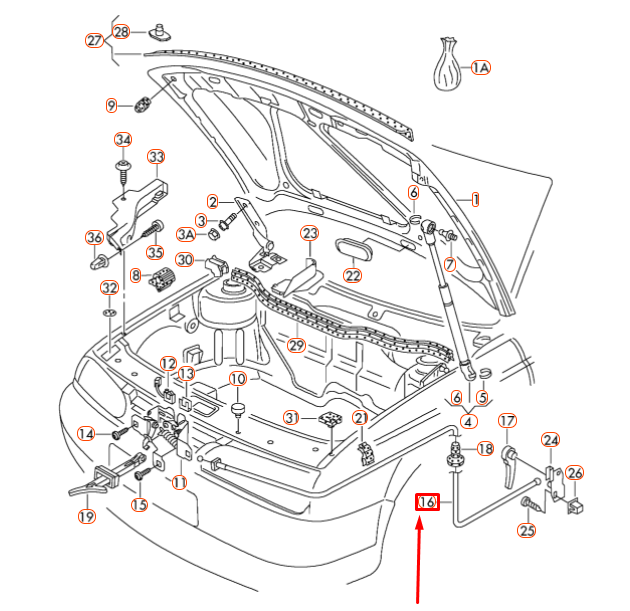 new volkswagen golf mk4 engine hood lid lock cable lhd 1j1823531c original