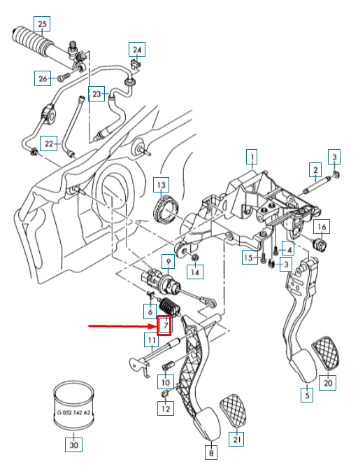 new audi q5 8r over-centre clutch pedal spring 8e0721409c original