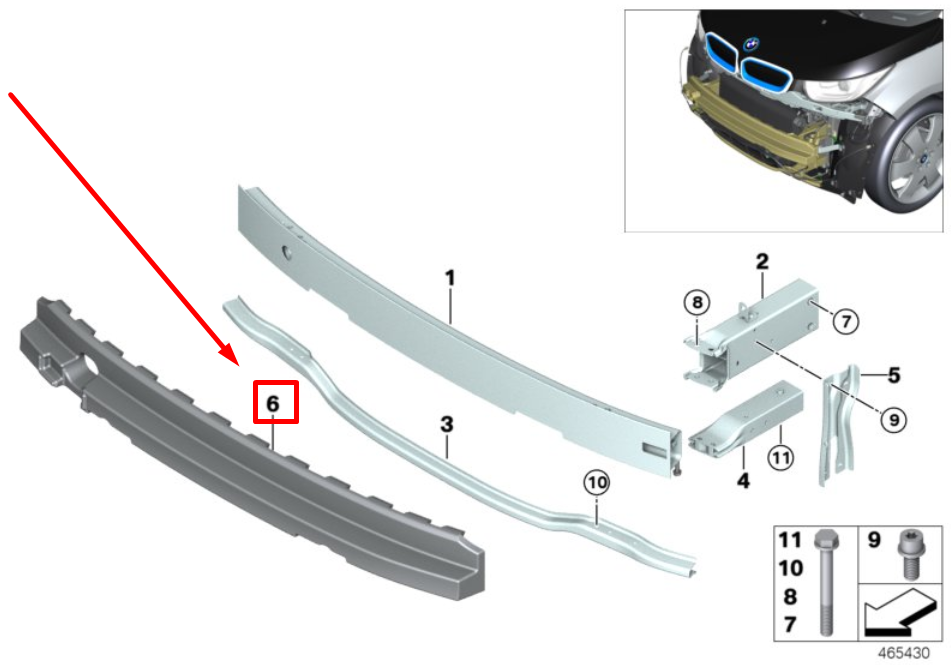 new bmw i3 i01 front bumper shock absorber 51117296916 7296916 original
