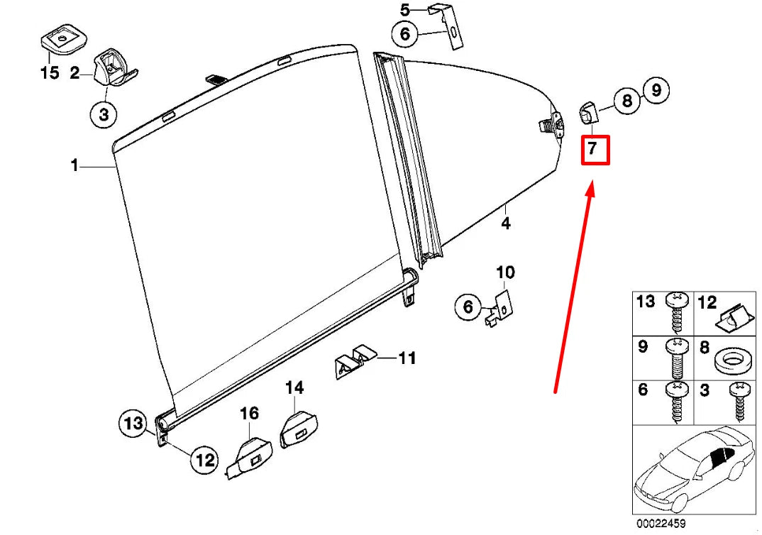 NEW BMW 5 E39 FIXED SUN BLIND HOOK 51168200982 8200982 ORIGINAL