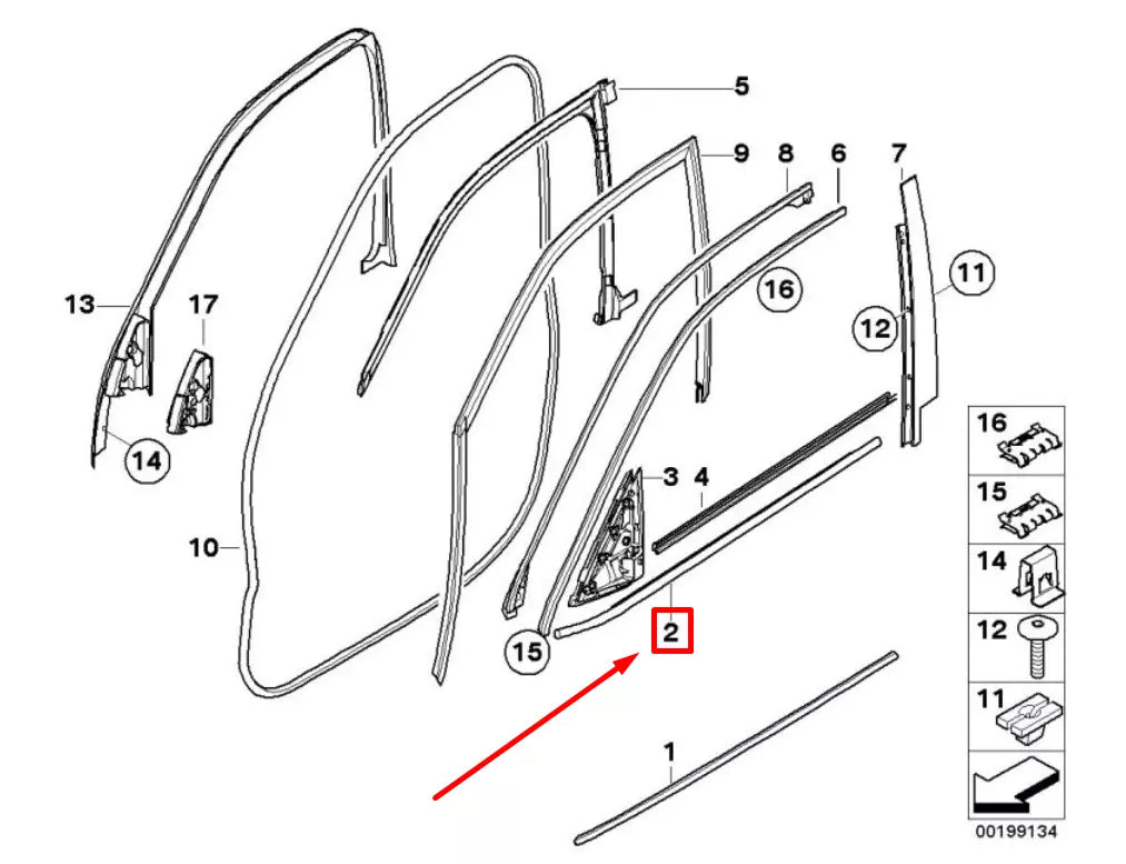 NEW BMW X5 E70 FRONT LEFT DOOR WINDOW STRIP 51337136965 7136965 ORIGINAL