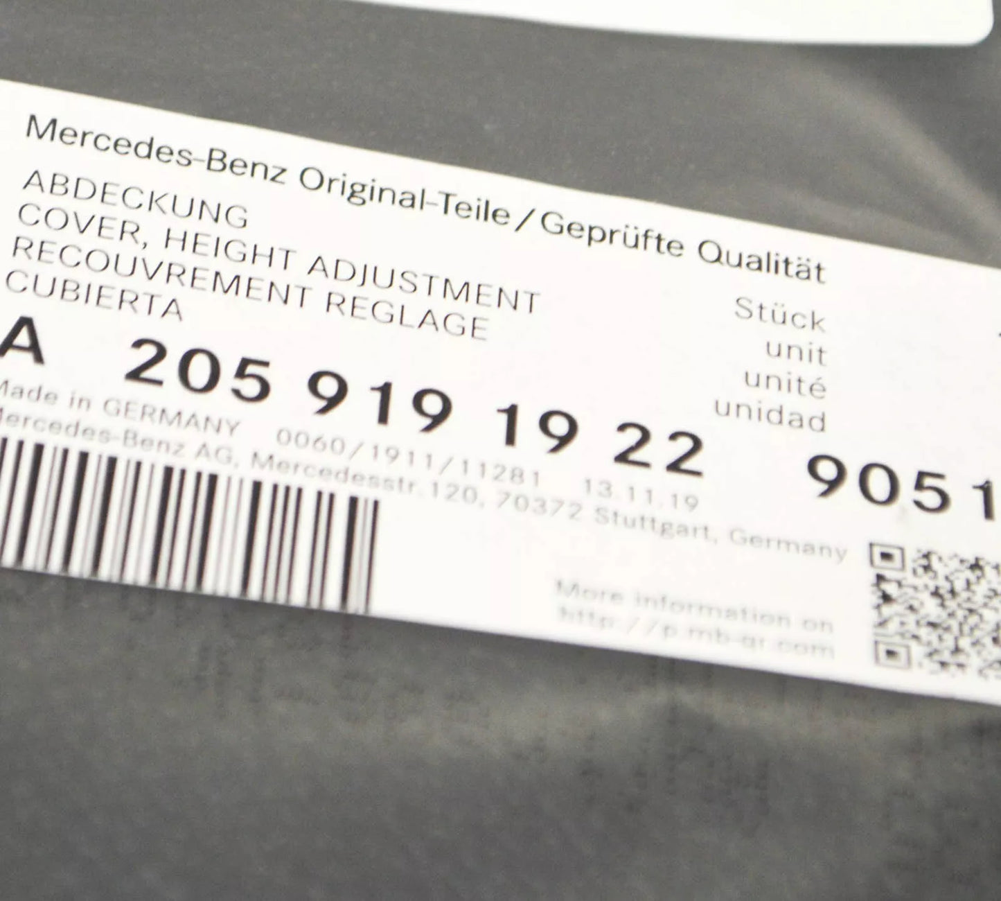 NEW MERCEDES-BENZ GLC X253 HEIGHT ADJUSTMENT COVER A20591919229051 ORIGINAL