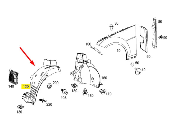 NEW MERCEDES-BENZ C-CLASS C204 FRONT LEFT ARCH LINER FRONT PART A2046900930