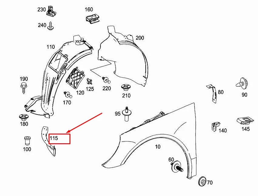 NEW MERCEDES-BENZ R W251 FRONT LEFT WHEEL ARCH COVER A2518840122 ORIGINAL