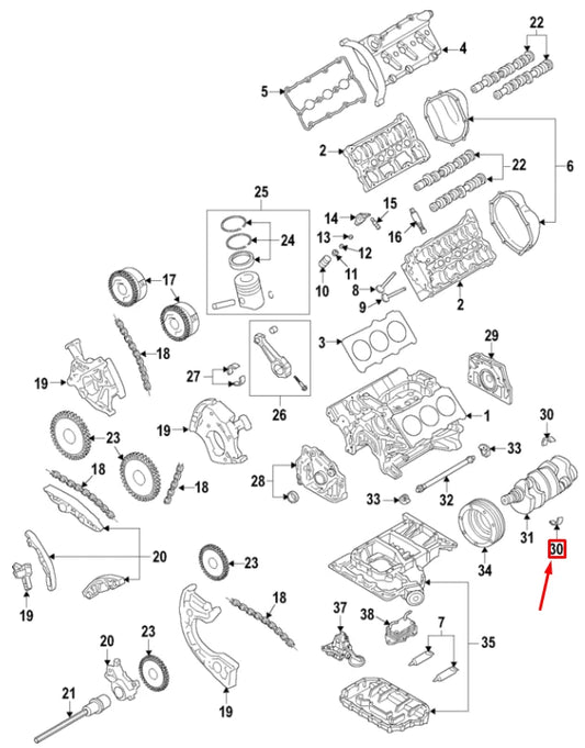 NEW AUDI A5 SPORTBACK 8T UPPER ENGINE CRANKSHAFT BEARING 06E105561ABGLB ORIGINAL