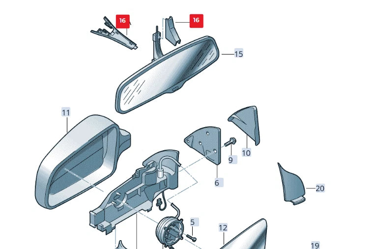 NEW AUDI A3 8P INTERIOR REAR VIEW MIRROR WIRE COVER 4F0857593JEP5 ORIGINAL