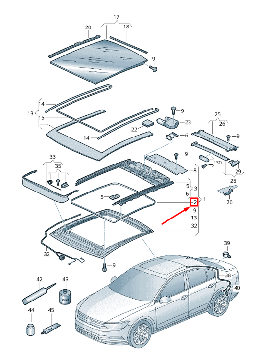 new vw passat b8 3g inner sunroof frame seal 3g5877439a original